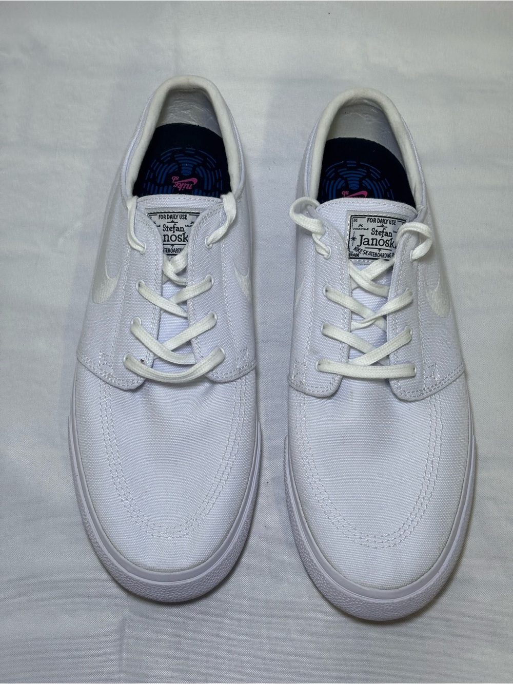 Nike Zoom Stefan Janoski Canvas Zoom Air White Skate Boarding Mend 12 NWOT - Picture 2 of 13